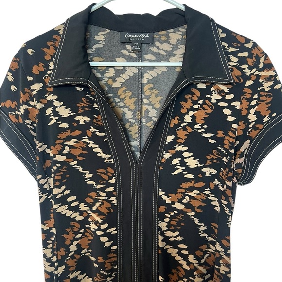 Connected Apparel 70s-Style Geometric Dress – Size 14P – Pre-Loved - Picture 4 of 8